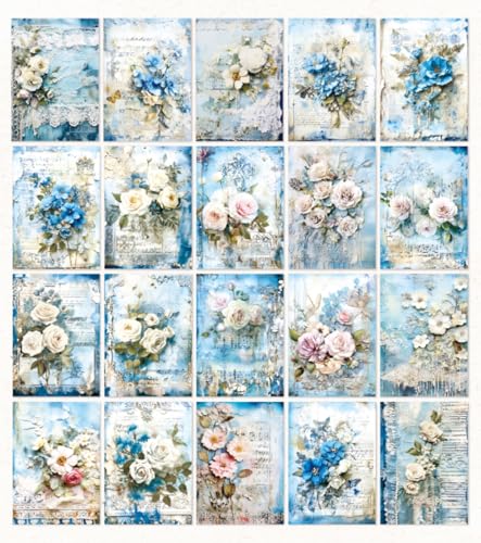 MAFELOE Retro Scrapbook Supplies, 40 Pieces, Flower Clusters Series-E - color: 40Pcs-Flower Clusters Series-E