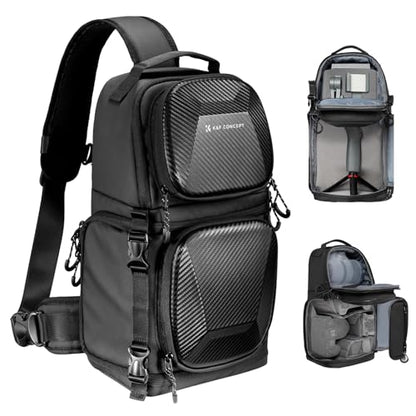 K&F CONCEPT Hardshell Camera Sling Bag, 10L EVA Case with Tripod Holder - color: Hardshell-black, size: Large