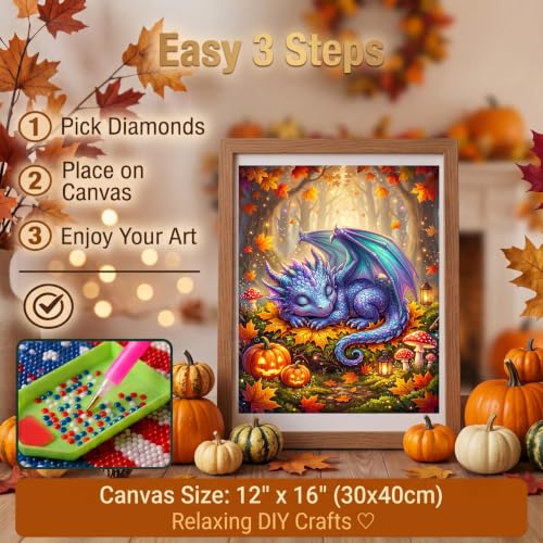 Forest Dragon Diamond Art Kits for Adults, Fall Fantasy Diamond Painting - color: HS052-1