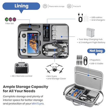 STARTRC Mini 5 Pro/Lito x1 Case, Portable Carrying Bag for DJI Mini 5 Pro/Lito x1 Accessories,for DJI RC 2 Controller Fly More Combo
