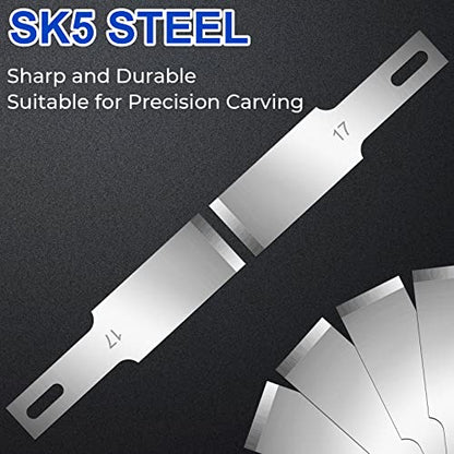 DIYSELF 150 PCS Exacto Knife Blades #17, SK5 Hobby Knife Replacement Blades - size: #17