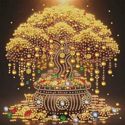 Money Tree Special Shape Diamond Art For Adult,Full Drill Wall Art 12X12in - color: YP112