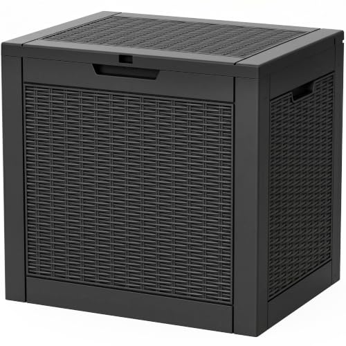 Outdoor Storage Box,42 Gallon Waterproof Resin Patio Deck Box - color: Black, size: 42 Gallon