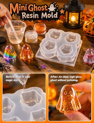 2 Pcs Mini Cute Ghost Figurines Silicone Mold - color: 2 Pcs Ghost2 White