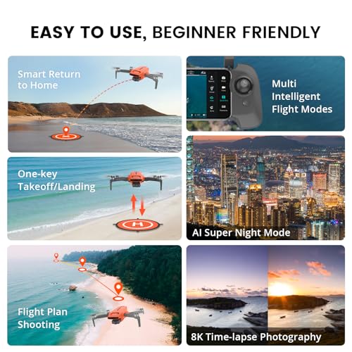 FIMI Mini 3 Drone with Camera for Adults 4K, Upgraded Imaging Module, 3-Axis Gimbal, 9KM HD Transmission, 4K/60fps 48MP Camera, AI Night Vision, Auto Return, Visual Tracking, 64min Flight