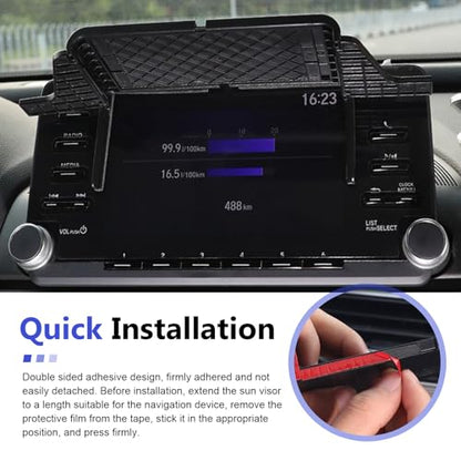 Car Navigator Visor, Anti-glare Car Dashboard Display Screen Sunshade, Adjustable Multifunction Navigator Protective Cover, Universal for Most Vehicles (Black)