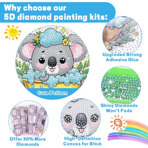GIFOHAPY 4 Pack Diamond Art Kits, 5D Animal Diamond Painting for Beginners - color: White