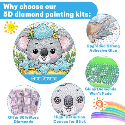GIFOHAPY 4 Pack Diamond Art Kits, 5D Animal Diamond Painting for Beginners - color: White