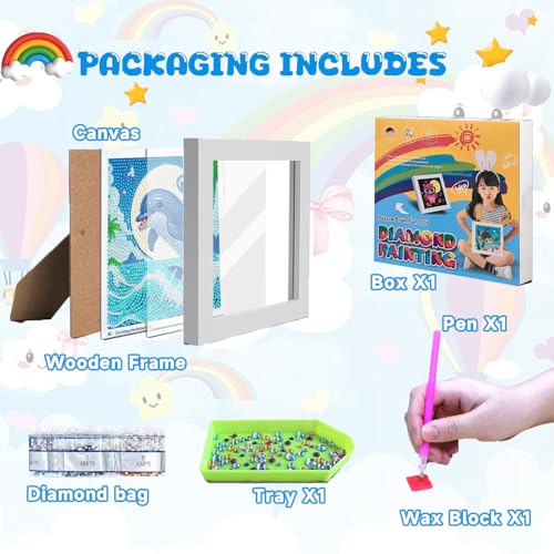 WEMEON Dolphin Diamond Art Kits for Kids with Frame - color: Dolphin