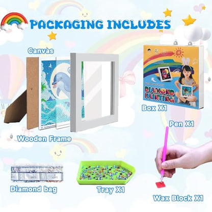 WEMEON Dolphin Diamond Art Kits for Kids with Frame - color: Dolphin