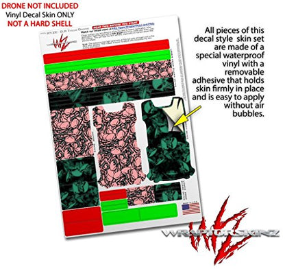 Skin Decal Wrap 2 Pack Compatible with DJI Ryze Tello Scattered Skulls Pink Drone NOT Included
