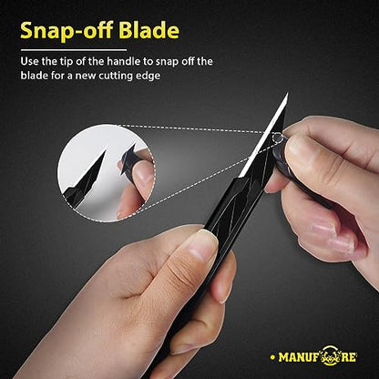 MANUFORE 30pcs 9mm Snap-off Knives with 30-Degree Precision Blade Orange - color: Orange