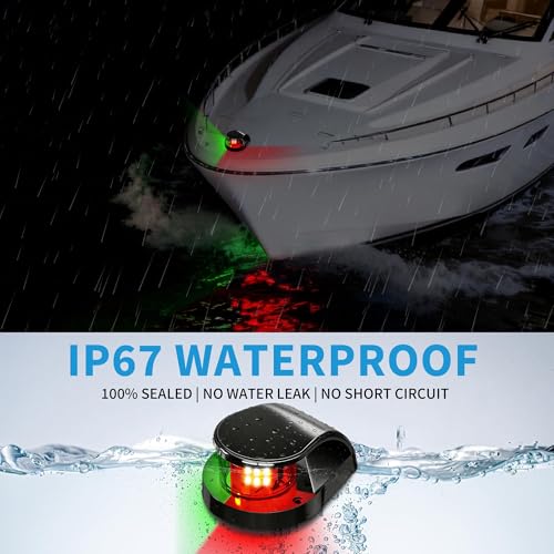 Obcursco Boat Navigation Lights, Red and Green LED Light, Boat Accessories - color: Black