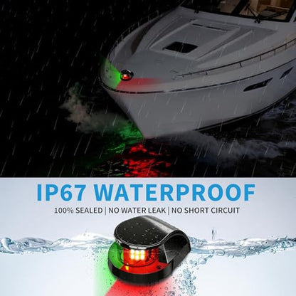 Obcursco Boat Navigation Lights, Red and Green LED Light, Boat Accessories - color: Black