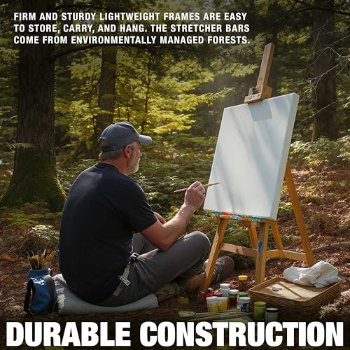 U.S. Art Supply 8"x36" Stretched Canvas for Painting, 3/4" Profile, 3-Pack
