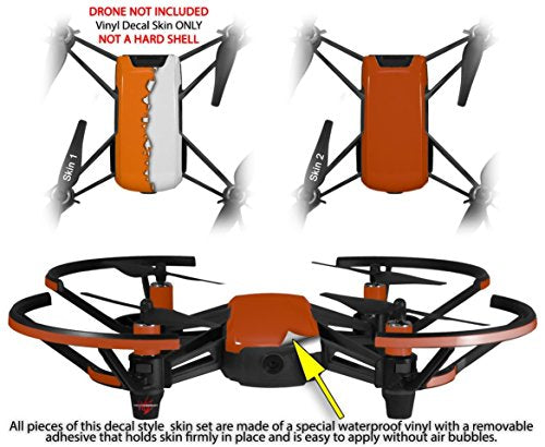 Skin Decal Wrap 2 Pack Compatible with DJI Ryze Tello Ripped Colors Orange White Drone NOT Included
