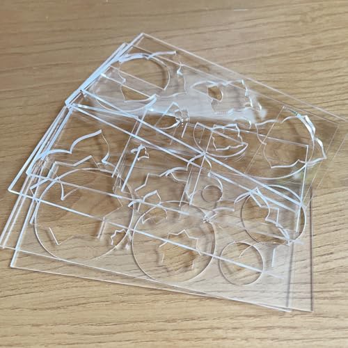 Mandala Art Stencils Set, 6 Clear Acrylic Shapes with 5 Sizes Each, Drawing Templates for Dot Art, Circles, Squares