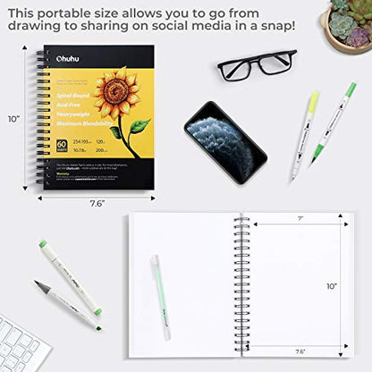 Ohuhu 7"x10" Marker Paper Pad Art Sketchbook for Drawing and Sketching - size: 7" x 10"