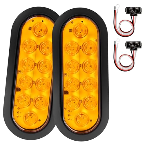 6-Inch Oval Amber LED Trailer Tail Lights 2PCS, 10 LEDs Stop Turn Tail Brake Lights, DOT Certified, IP67 Waterproof Surface Mount, for Truck RV Boat Trailer - color: 02-2PCS AMBER