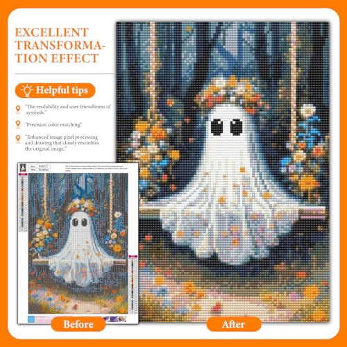 Halloween Ghost Diamond Art Kits for Adults, Diamond Painting for Beginners - color: BLKJDP04