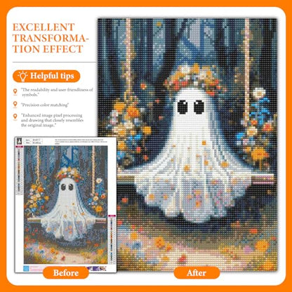 Halloween Ghost Diamond Art Kits for Adults, Diamond Painting for Beginners - color: BLKJDP04