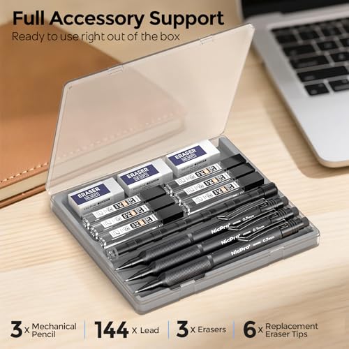 Nicpro 0.7 mm Mechanical Pencil Set with Case, 3PCS Mechanical Pencils 0.7 - style: 0.7mm(3 Pcs)