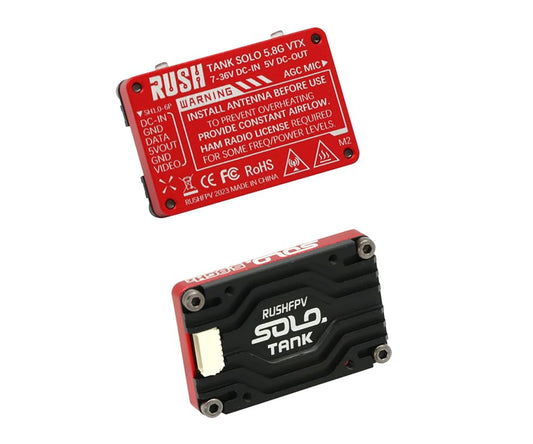 Rush Solo Tank 5.8G VTX Video Transmitter CNC Shell 1.6W High Power Built-in Microphone Heat Dissipation Structure for RC FPV Long Range Fixed Wing Drone (48CH)