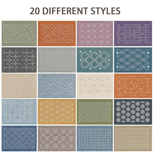 20 Pcs Sashiko Stencil, 8.27×5.91 Inch Quilting Stencils