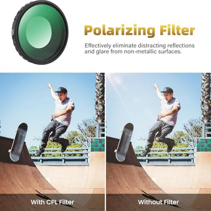 Walking Way Camera Lens Filters ND PL Set Compatible with DJI Osmo Action 4/5 Pro Accessories Kit, 4 Pack CPL ND8 ND16 ND32 Camera Lens Polarizing Neutral Density Filters Multicoated HD Optical Glass - style: CPL/ND8/ND16/ND32