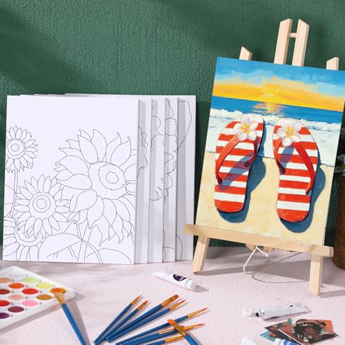 AmazingSpark 16 Pcs Pre Drawn Canvas to Paint for Adults Spring and Summer - style: Spring and Summer