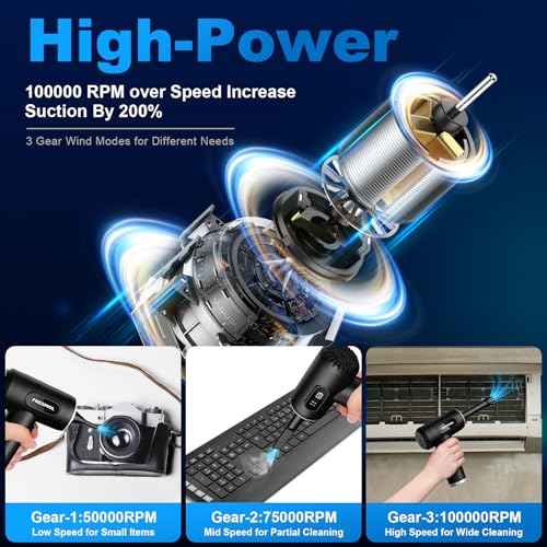 FRESMOL Compressed Air Duster, Rechargeable Cordless Electric Air Blower