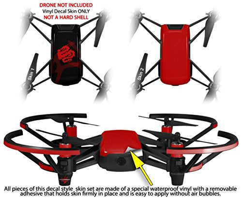 Skin Decal Wrap 2 Pack Compatible with DJI Ryze Tello Oriental Dragon Red on Black Drone NOT Included