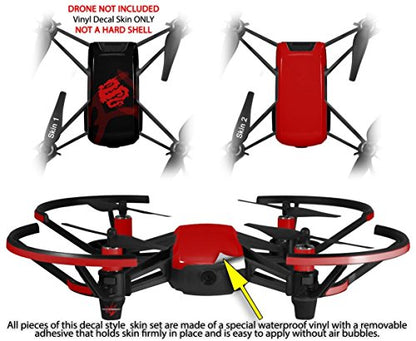 Skin Decal Wrap 2 Pack Compatible with DJI Ryze Tello Oriental Dragon Red on Black Drone NOT Included
