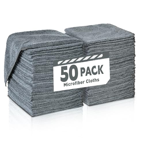 Gray Microfiber Cleaning Cloths Bulk Pack-50 Pack, Microfiber Towels Bulk - color: Grey, size: 50 Pack