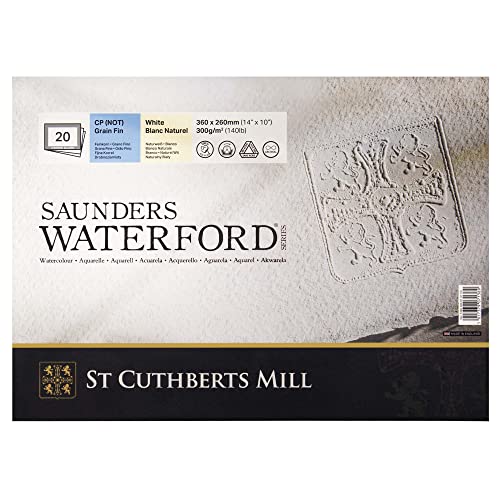 St Cuthberts Saunders Waterford CP Block White 300gsm 360 x 260mm 20 Sheets - size: ['254 x 356 mm']