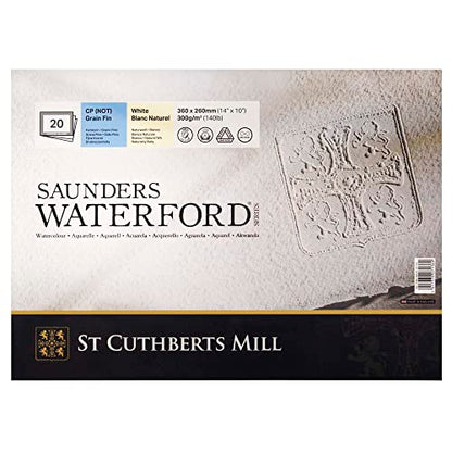 St Cuthberts Saunders Waterford CP Block White 300gsm 360 x 260mm 20 Sheets - size: ['254 x 356 mm']