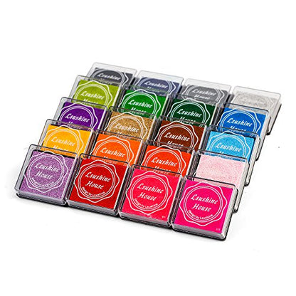 Lsushine Craft Ink Pads, 20 Colors Rainbow Finger Ink Pads for DIY Stamping