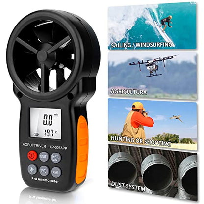 Anemometer Bluetooth with APP Handheld CFM Air Flow Meter up to 67.1 mph - color: AP-007-APP Bluetooth