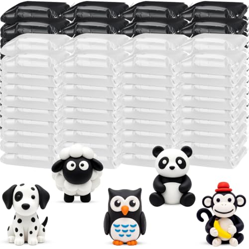Winnerwhy 144 Pcs Total 76oz Air Dry Clay Soft Non-Toxic, White,Black - color: White,Black
