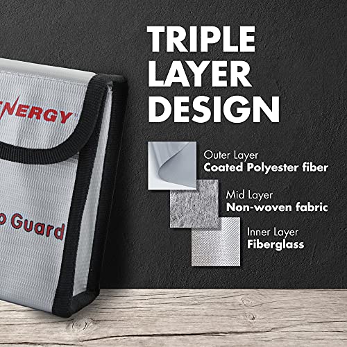 Tenergy 2 Pack, Fire Retardant Lipo Bags, Battery Bags for Charging and Storage, 5.5x3.5x2 inches Each - size: 2x Small 5.5x3.5x2in