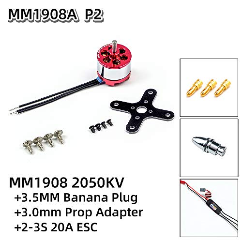Brushless Motor C20 1908 2050KV 3.0mm RC Outrunner Motor Replacement Parts for RC Airplane Fixed Wing Multirotor FPV Racing Drone (MM1908A P2) - size: MM1908A P2