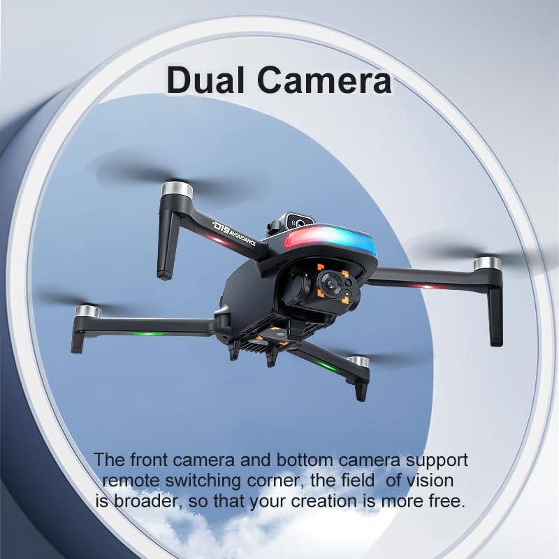 Drone with UHD Camera for Adults, FPV Drone with Screen on Controller, Brushless Motor, Obstacle Avoidance One Key Start/Return, 3 Speed Modes Optical Flow Foldable RC Quadcopter, Aerial Photography Drones with LED Lights Gifts for Beginners Adults