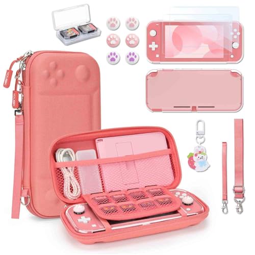 Younik Switch Lite Case, 14 in 1 Accessories Kit for NS Switch Lite (2019) - color: Coral Pink