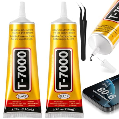 220 ML T7000 Black Glue, Semi Fluid Black Adhesive Glue Precision Craft Repair for Electronics Phone Screen Replacements DIY Jewelry Making Glass Wood Metal Stones - color: 2 X 110 ML