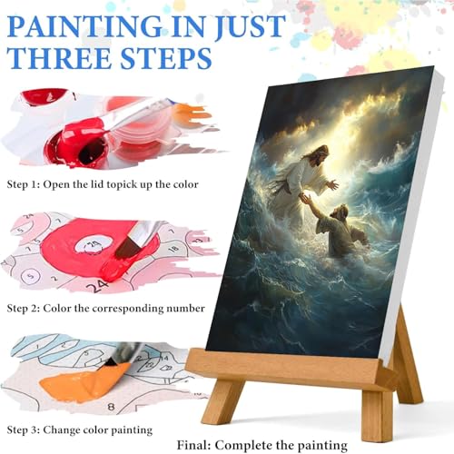 Jesus Paint by Numbers Kit for Adults Framed Canvas 12X16 in, Frameworkless - color: YH02803