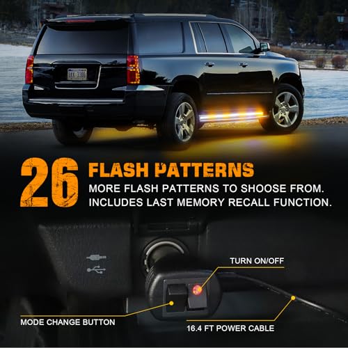XRIDONSEN 2PCS 70 inch Running Board Strobe Lights 864 LED Emergency Lights - color: Amber/White