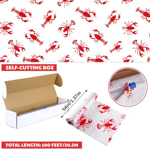 Oudain 54 Inch x 100 ft Crawfish Boil Lobster Tablecloth Roll Cutter Box - style: Crawfish