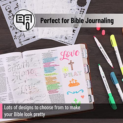 Mr. Pen- Bible Journaling Stencil Set, 4.2 x 7 Inch, 14 Sheets - style: Bible Journaling Stencil