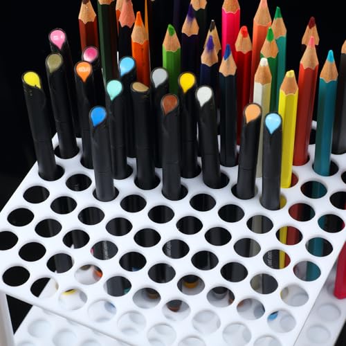 Outus 96 Holes Pencil Brush Holder Acrylic Paintbrush Holders, White - color: White