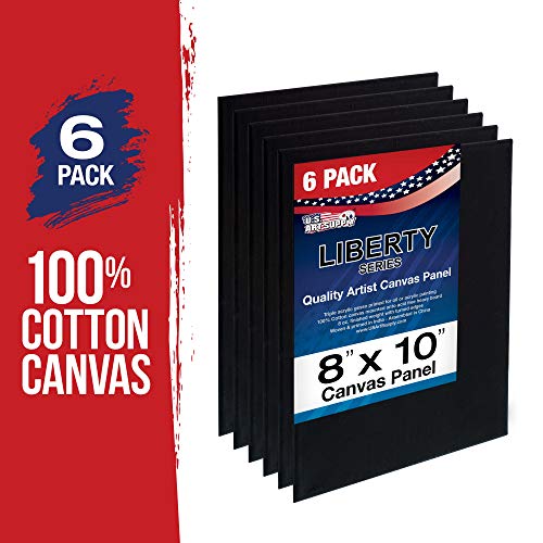 U.S. Art Supply 8 X 10 Inch Black Art Canvas Board Panels 6 Pack - 8 Ounce - size: 8" x 10"